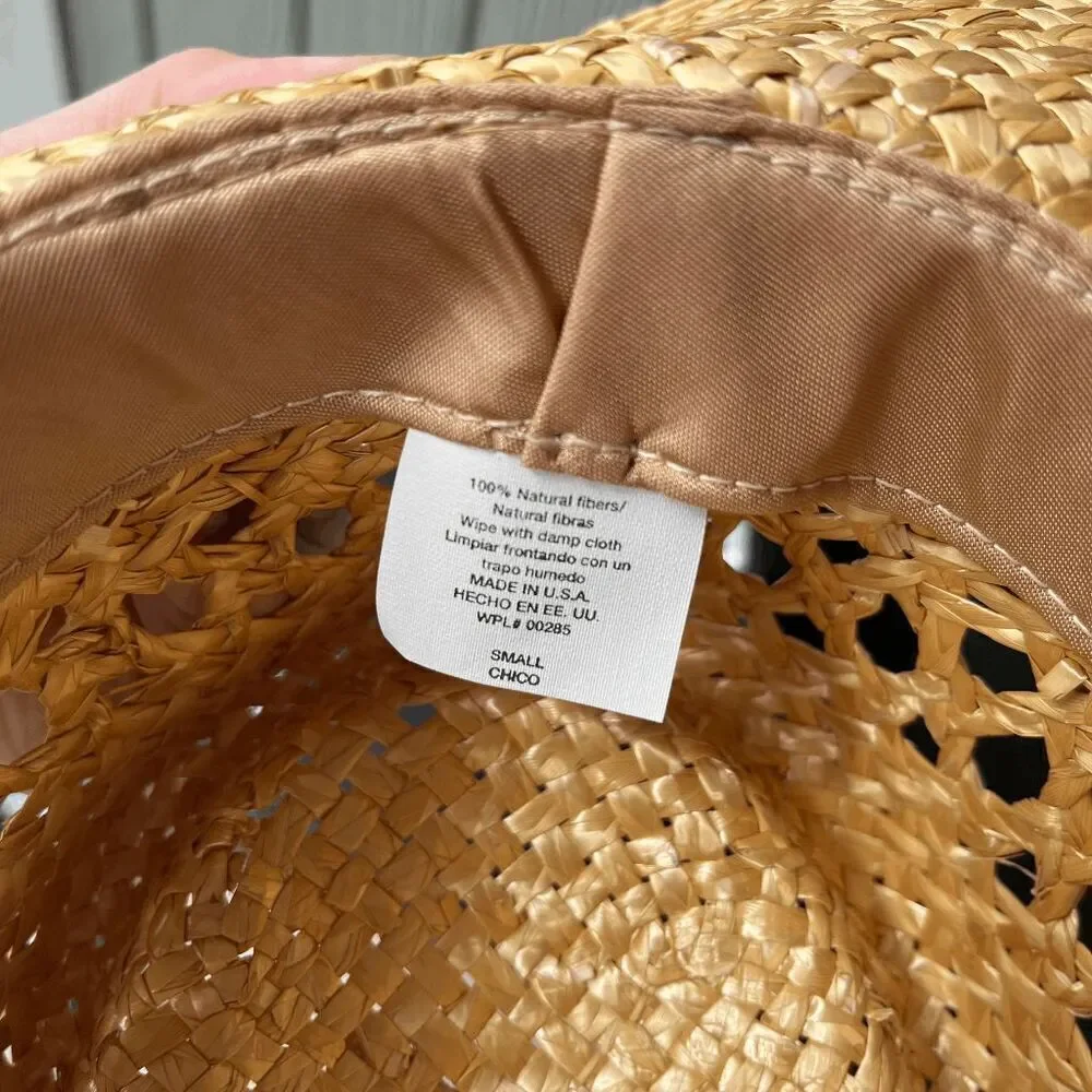 Vintage Woven Straw Hat Small USA Made Red Band Western Boho Summer CHCO WPL - Picture 5 of 5